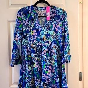 NWT Lilly Pulitzer Alaina 3/4 Sleeve Dress - S - in Blue Grotto Twilight Tropics